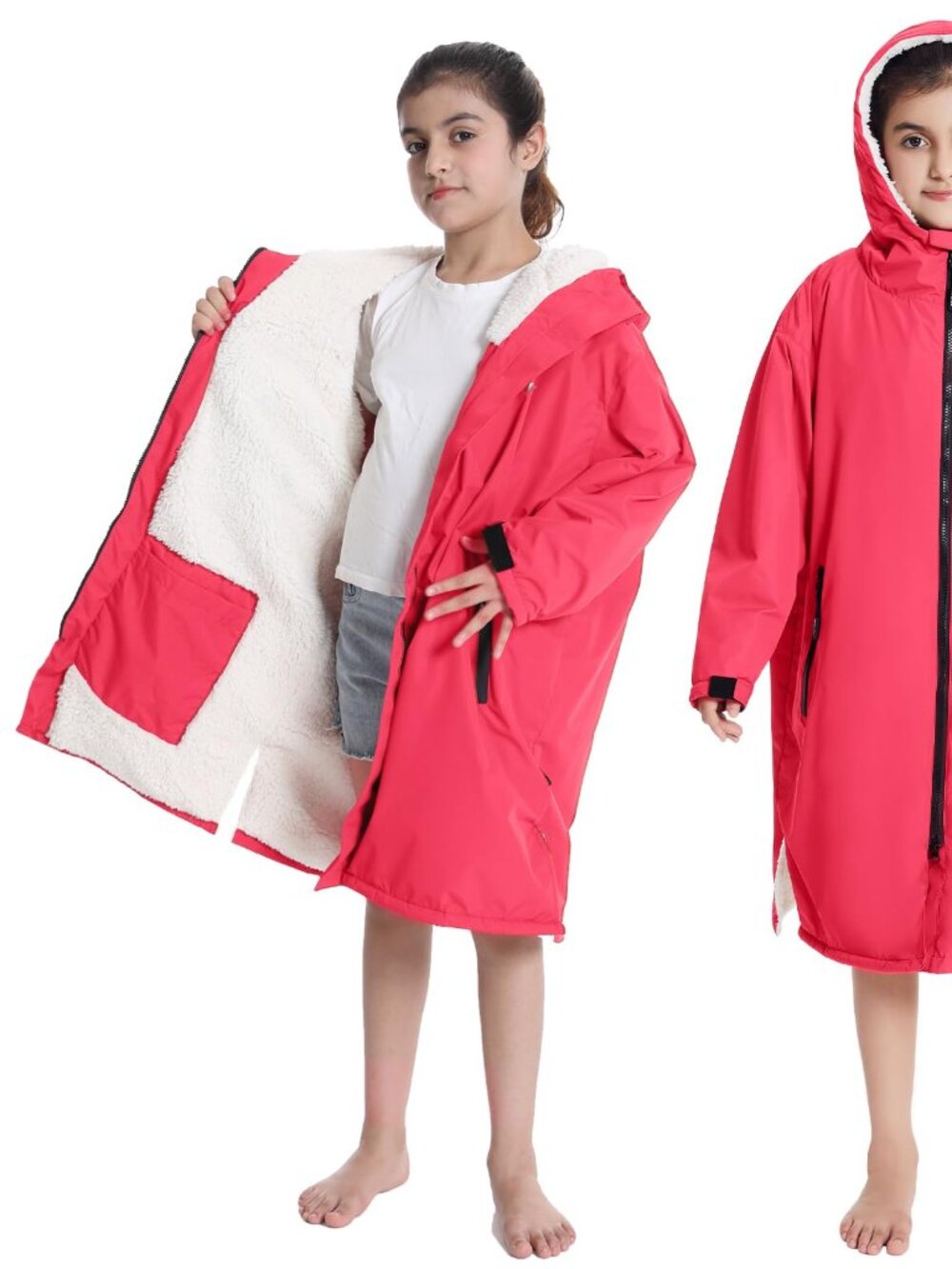 Hiturbo Warm Kids Swim Parka: Waterproof Changing Robe N4699